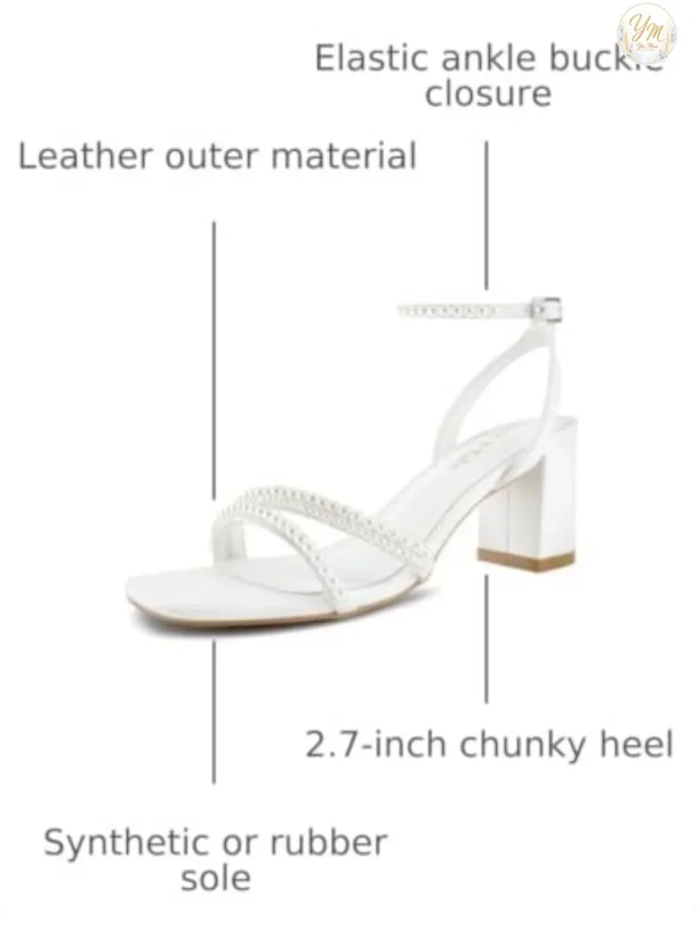 Strappy Heels for Women Square Toe Chunky Block Heels Ankle Buckle Heeled